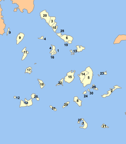 Расположение муниципалитетов в префектуре Киклады