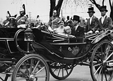 King George VI and Queen Elizabeth visit the King's Plate in Toronto during the 1939 royal tour. George VI visits Woodbine Race Track.jpg