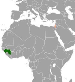 GuineaとIsraelの位置を示した地図