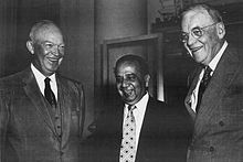Suhrawardy (middle) with US President Dwight D. Eisenhower and Secretary of State John Foster Dulles HSS and Eisenhower.jpg