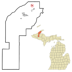 Location of Laurium, Michigan