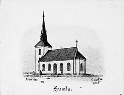 Kyrkan på en teckning från 1897.