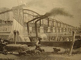 Gravure van de spoorbrug bij de opening, in L'Illustration Européenne