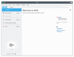 Kexi 2.2 finestra principale con i form