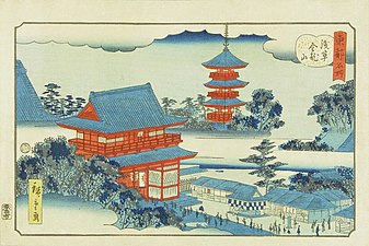 Il tempio Kinryuzanin ad Asakusa dalla serie Luoghi celebri della Capitale Orientale, metà del XIX secolo.