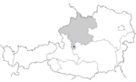Map of Austria, position of Obertraun highlighted