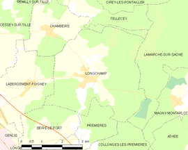 Mapa obce Longchamp