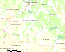 Mapa obce La Sauzière-Saint-Jean