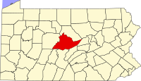 Locatie van Centre County in Pennsylvania