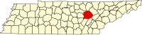 Locatie van Cumberland County in Tennessee