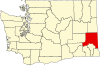 Mapa de Washington con la ubicación del condado de Whitman