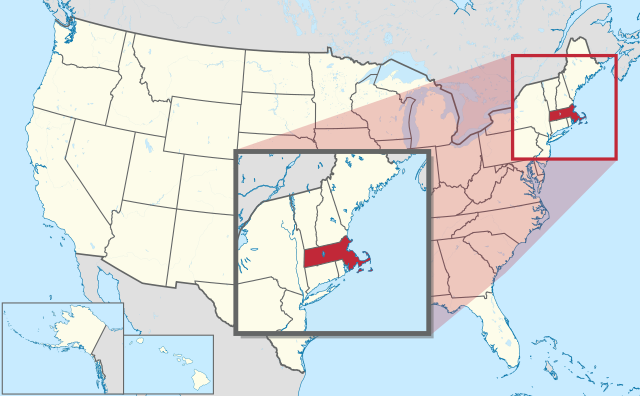 地圖中高亮部分為麻薩諸塞州