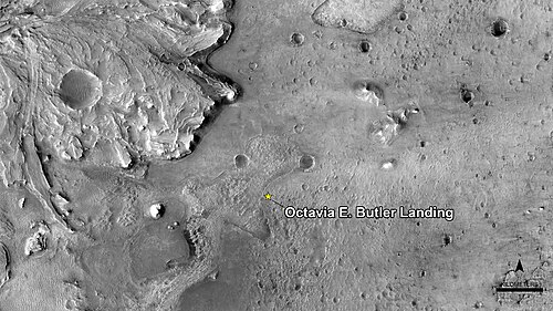 Mars Perseverance rover - Octavia E. Butler Landing Site in the Jezero crater (5 March 2021) PIA24483-MarsPerseveranceRover-OctaviaEButler-LandingSite-20210305.jpg
