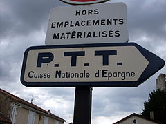 A 1950s PTT road sign in Marthon.