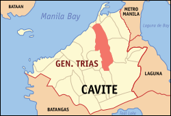 Карта Кавите с выделенным генералом Триасом