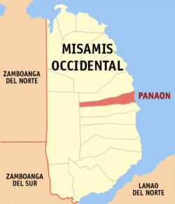 Mapa ng Misamis Occidental na nagpapakita sa lokasyon ng Panaon.