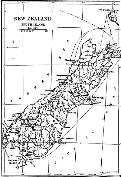 New Zealand, South Island map.