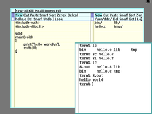 Plan 9 running acme and rc Plan 9 from Bell Labs (with acme).png