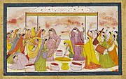 Radha celebrating Holi, Kangra, India (c1788)