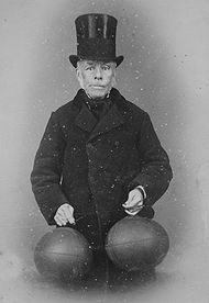 Richard Lindon (seen in 1880) is believed to have invented the first footballs with rubber bladders.