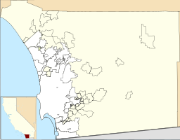 Location of Lower Otay Reservoir in California, USA.