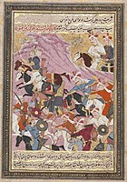 Shah Ismail I (r. 1501-1524) watches his troops defeat the Musha'sha leader Sultan Fayyad, created c. 1688