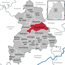 Elhelyezkedése Böblingen járás térképén