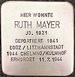 Stolperstein für Ruth Mayer (Bruchstraße 31)