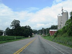US 20 westbound approaching NY 80 in the hamlet of Springfield Four Corners