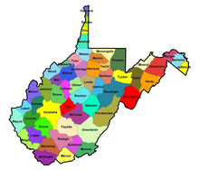 Map of West Virginia counties WVirginiaCo.png