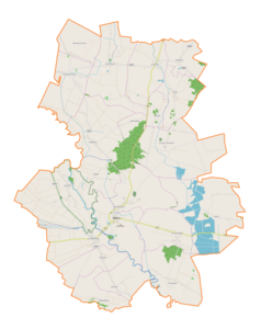 Mapa konturowa gminy Wiślica, po prawej znajduje się punkt z opisem „Góry Wschodnie”