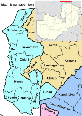 Luapula Province showing its districts