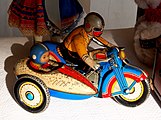 Motorcycle clubs became more prominent in the 1950s. Pictured is a vintage 1950s motorcycle toy.