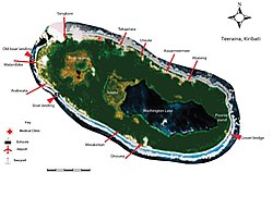 beschriftetes Satellitenfoto von Teraina