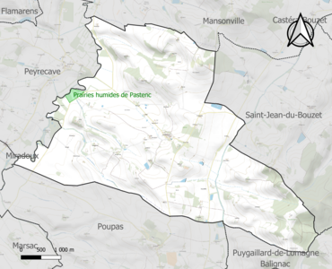 Carte de la ZNIEFF de type 1 sur la commune.