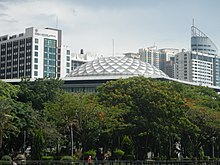 The dome of the building as seen near Agrifina Circle in Rizal Park. 9389Landmarks Roads Manila City 04.jpg