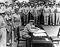 Japanese surrender in Tokyo Bay aboard the USS Missouri (needs a home, may be high-res exempt due to history)