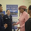 Alma Adams with military graduates, 2019