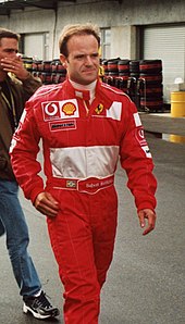 Rubens Barrichello (pictured in 2002) finished second. Barrichello 2002.jpg