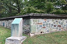 Defensive stone wall position at the Birmingham Friends Burial Grounds.