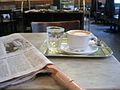 Image 18Coffee house culture between Vienna and Trieste: the coffee, the newspaper, the glass of water and the marble tabletop (from History of coffee)