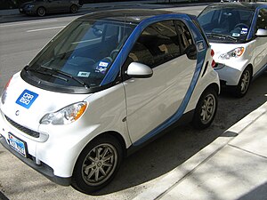 Two Smart Fortwo cars in the Car2Go fleet in A...