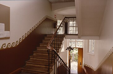 The inside of the building and the main entrance in 2017.