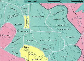 Rozmieszczenie plemion Dakotów przed kolonizacją amerykańską