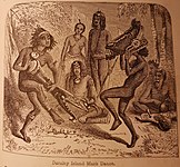 Darnley Island Mask Dance, from Curiosities of Savage Life by James Greenwood, S.O. Beeton, 1863, page 153.