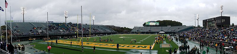 Dick Price Stadium during a 2018 football game