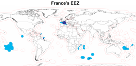 The Exclusive Economic Zone of France extends over 11 million km² (4 million sq miles) of ocean across the world.