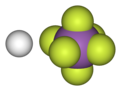Canonical, spacefill model of fluoroantimonic acid