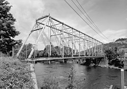 Black and white photo of Hayden Bridge from the southwest perspective.