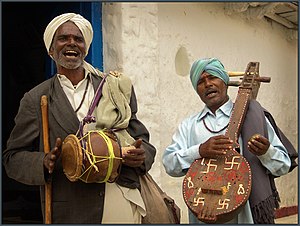 Village musicians in Hyderabad singing and pla...